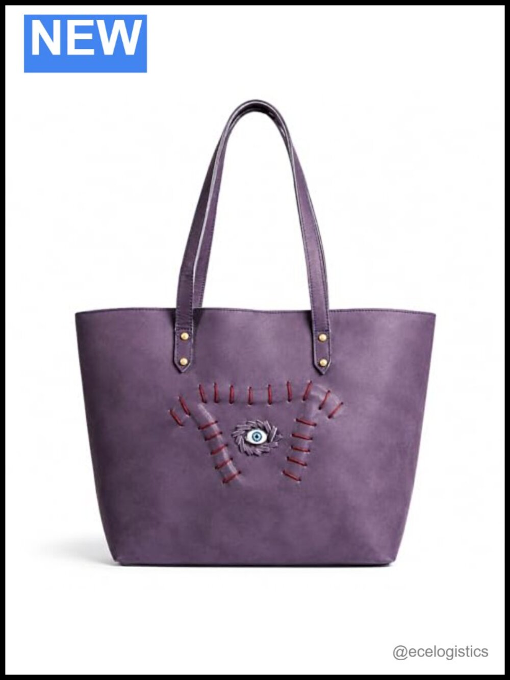 Genuine Buffalo Leather Tote Bag Handcrafted Evil Eye Gothic Purse Large Witchy